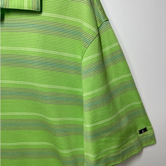 Nike Tiger Woods Collection Golf Polo Dri-Fit Stripes Lime Green Size L - Picture 4 of 11